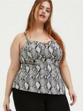 NWT Torrid Peplum Bengaline Cami Snake Print Tank Top Size 4X 26
